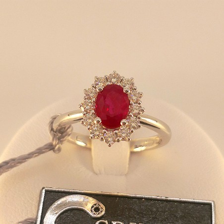 Crivelli - Anello con Rubino contornato da Diamanti