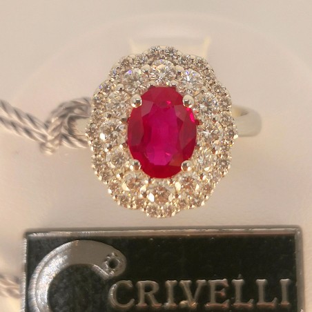 Crivelli - Anello con Rubino ovale contornato da Diamanti